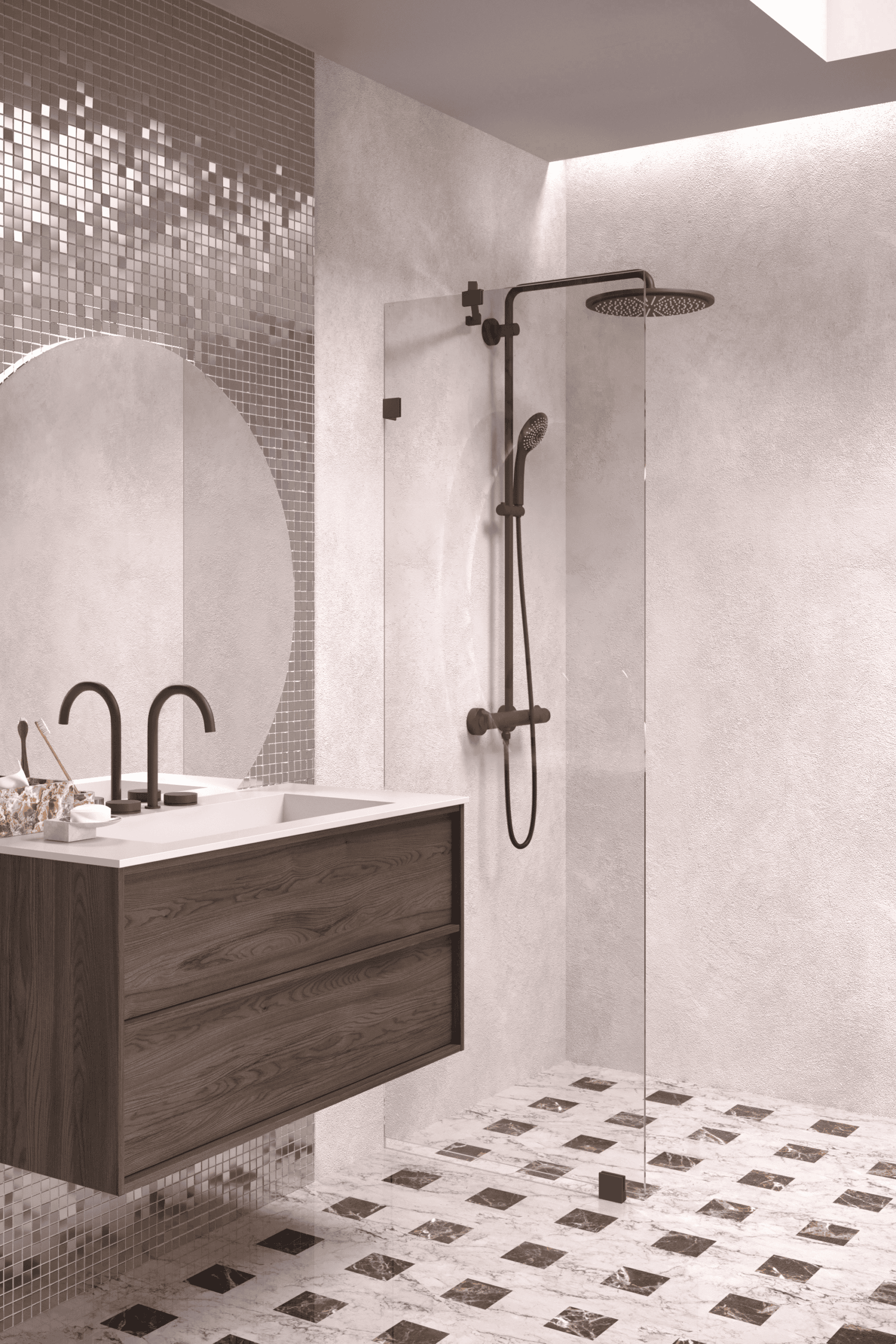 Fixed shower screen Hietakari Vetro 511, black fittings, clear glass Fixed shower screen Hietakari Vetro 511, black fittings, clear glass
