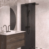Fixed shower screen Hietakari Vetro 511, black fittings, black glass Fixed shower screen Hietakari Vetro 511, black fittings, black glass