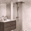 Fixed shower screen Hietakari Vetro 511, black fittings, brown reeded glass Fixed shower screen Hietakari Vetro 511, black fittings, brown reeded glass