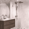 Fixed shower screen Hietakari Vetro 511, black fittings, reeded glass Fixed shower screen Hietakari Vetro 511, black fittings, reeded glass