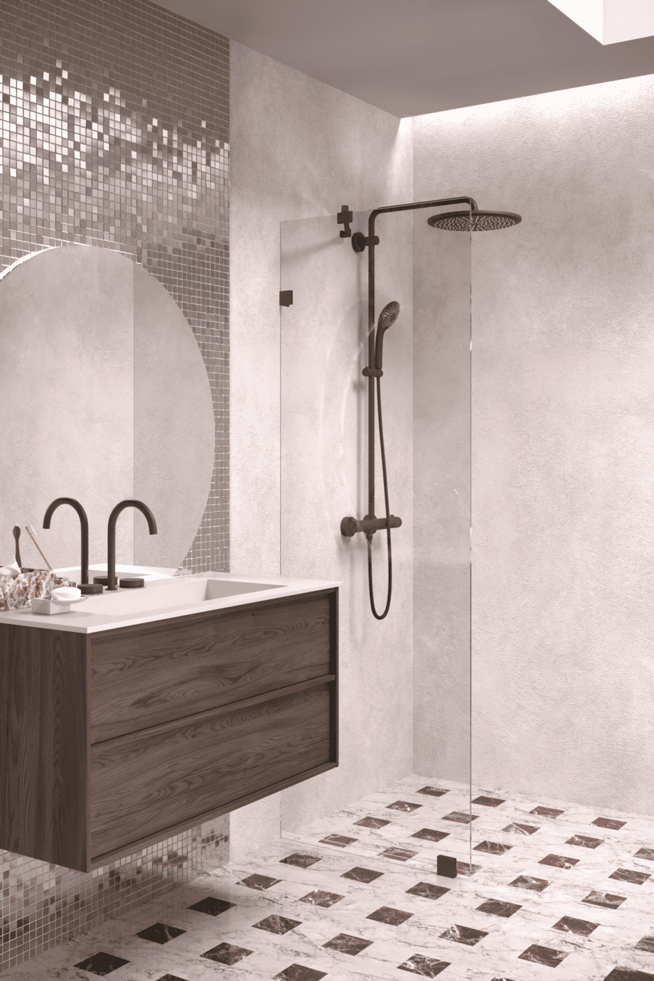 Fixed shower screen Hietakari Vetro 511, black fittings, super bright glass Fixed shower screen Hietakari Vetro 511, black fittings, super bright glass