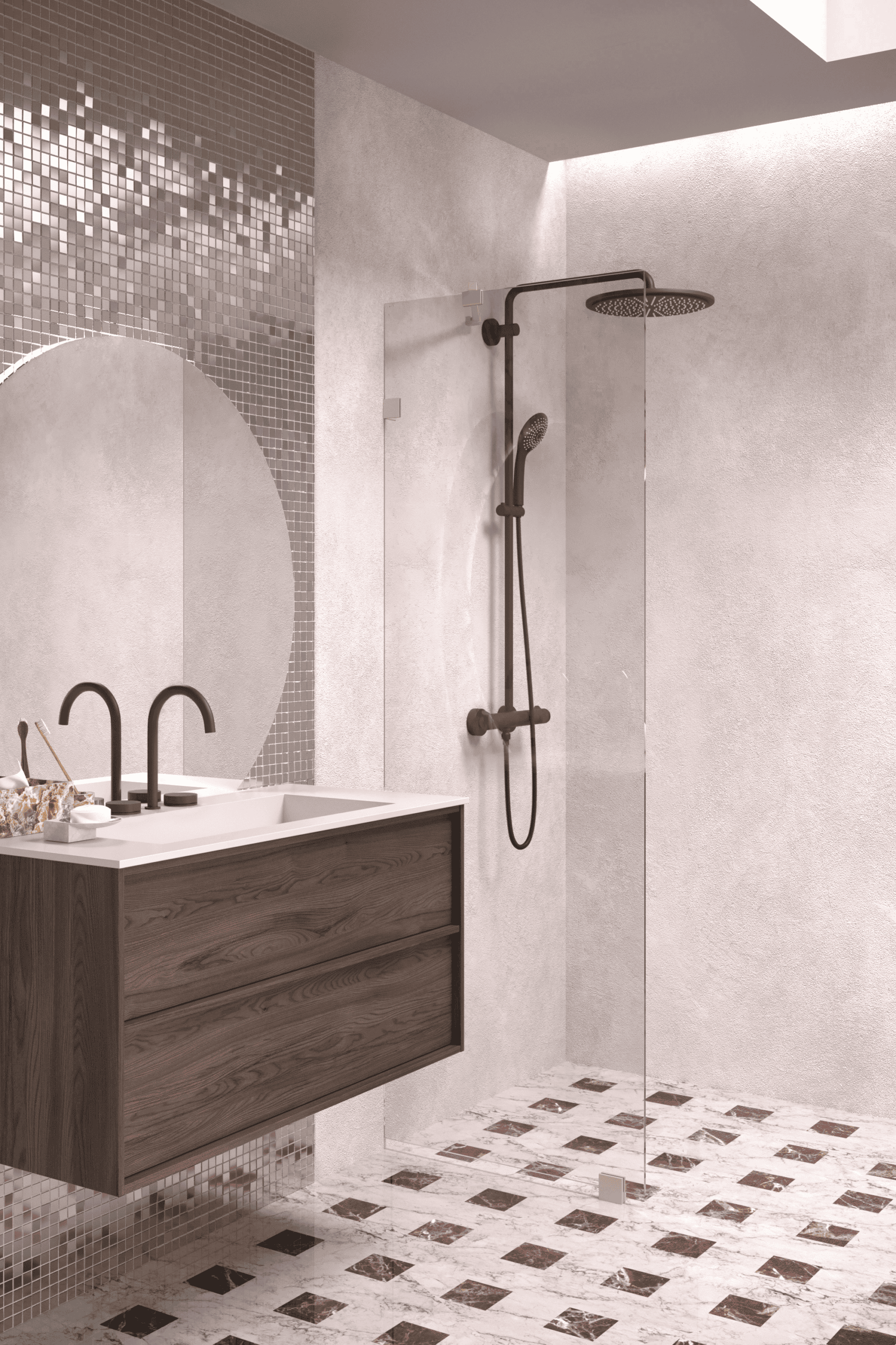 Fixed shower screen Hietakari Vetro 511, Sand fittings, clear glass Fixed shower screen Hietakari Vetro 511, Sand fittings, clear glass