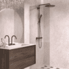 Fixed shower screen Hietakari Vetro 511, Sand fittings, bronze tinted glass Fixed shower screen Hietakari Vetro 511, Sand fittings, bronze tinted glass