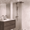Fixed shower screen Hietakari Vetro 511, Sand fittings, brown reeded glass Fixed shower screen Hietakari Vetro 511, Sand fittings, brown reeded glass