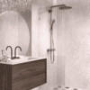 Fixed shower screen Hietakari Vetro 511, Sand fittings, reeded glass Fixed shower screen Hietakari Vetro 511, Sand fittings, reeded glass