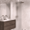 Fixed shower screen Hietakari Vetro 511, Sand fittings, satin frosted glass Fixed shower screen Hietakari Vetro 511, Sand fittings, satin frosted glass