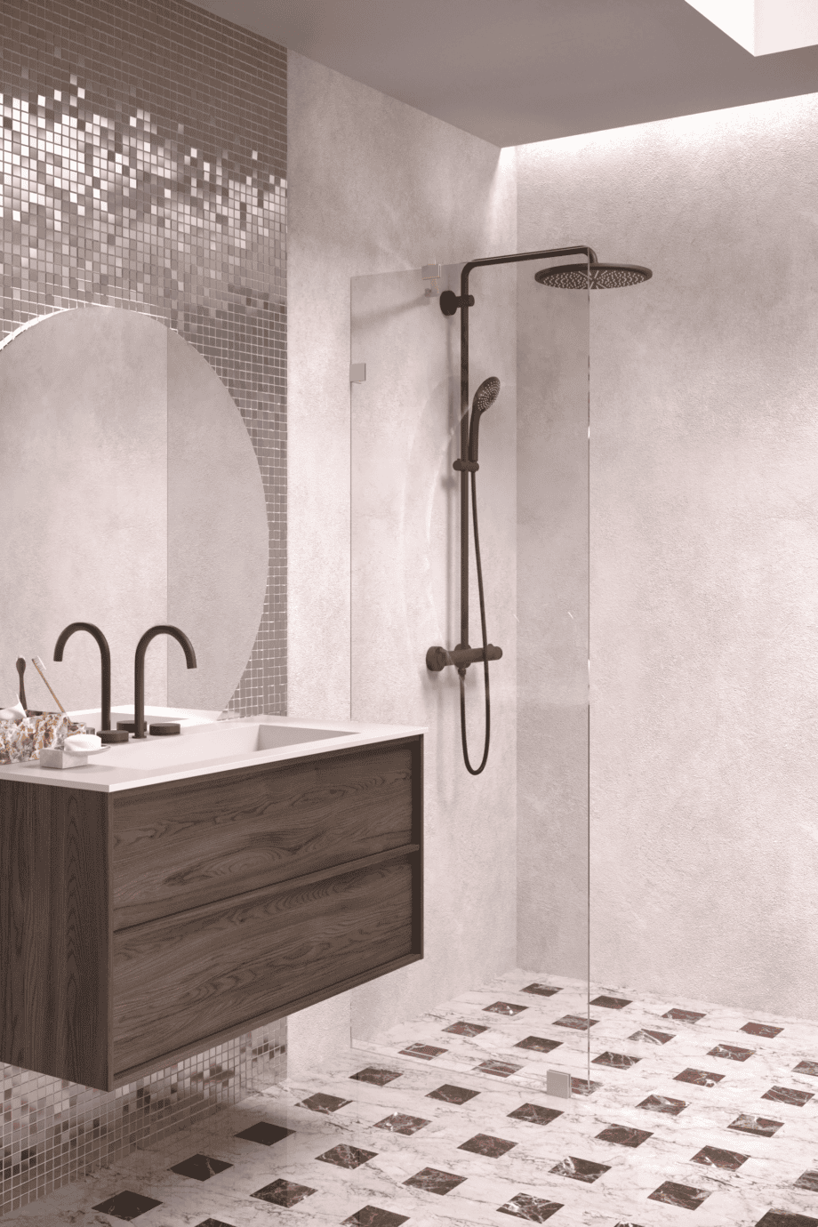 Fixed shower screen Hietakari Vetro 511, Sand fittings, super bright glass Fixed shower screen Hietakari Vetro 511, Sand fittings, super bright glass