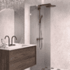 Fixed shower screen Hietakari Vetro 511, white fittings, grey reeded glass Fixed shower screen Hietakari Vetro 511, white fittings, grey reeded glass