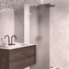 Fixed shower screen Hietakari Vetro 511, white fittings, grey satin glass Fixed shower screen Hietakari Vetro 511, white fittings, grey satin glass