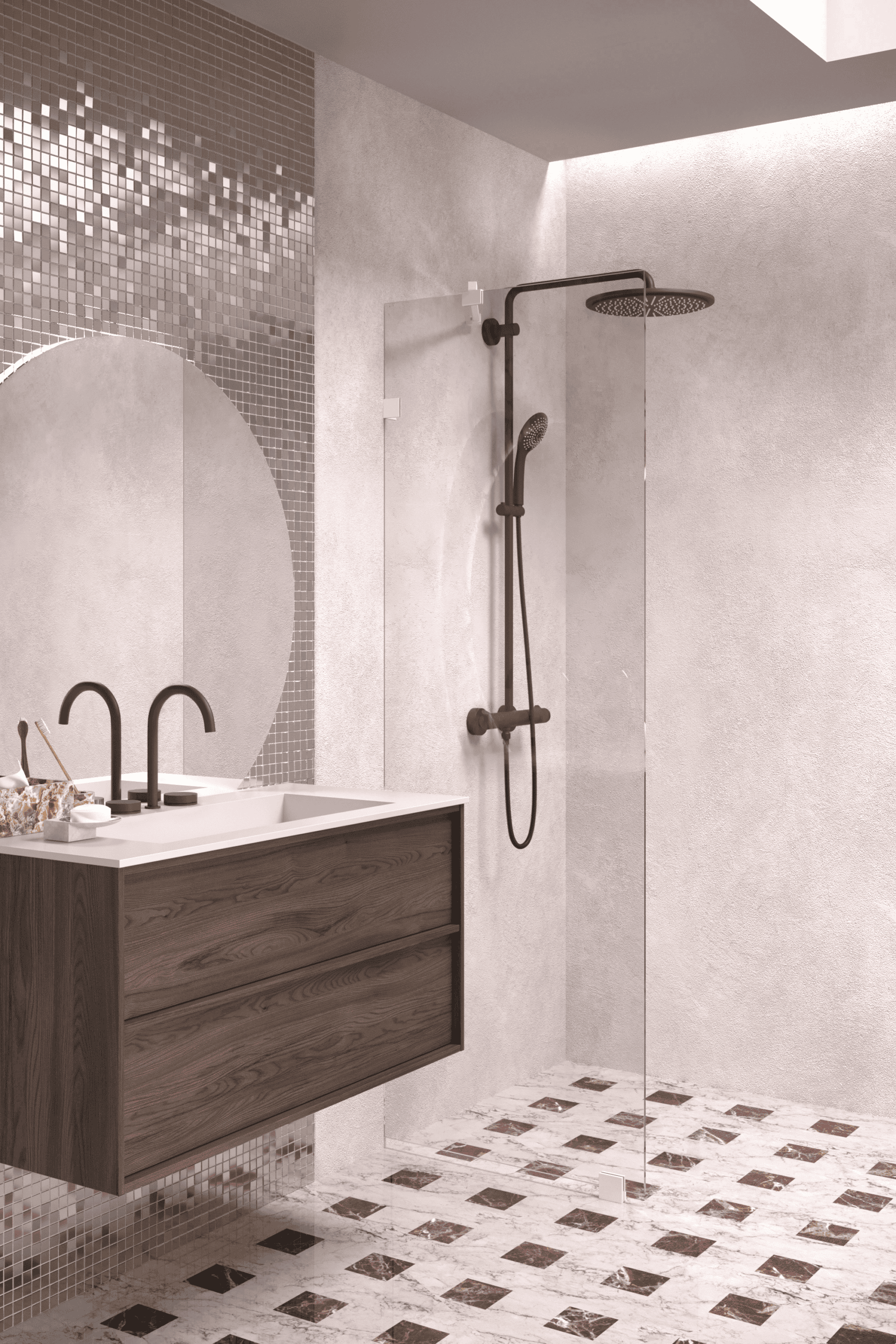 Fixed shower screen Hietakari Vetro 511, white fittings, clear glass Fixed shower screen Hietakari Vetro 511, white fittings, clear glass