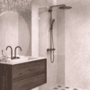 Fixed shower screen Hietakari Vetro 511, white fittings, bronze tinted glass Fixed shower screen Hietakari Vetro 511, white fittings, bronze tinted glass