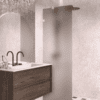 Fixed shower screen Hietakari Vetro 511, white fittings, brown satin glass Fixed shower screen Hietakari Vetro 511, white fittings, brown satin glass
