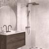 Fixed shower screen Hietakari Vetro 511, white fittings, reeded glass Fixed shower screen Hietakari Vetro 511, white fittings, reeded glass