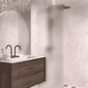 Fixed shower screen Hietakari Vetro 511, white fittings, super bright satin glass Fixed shower screen Hietakari Vetro 511, white fittings, super bright satin glass