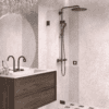 Folding shower screen Hietakari Vetro 513, Cocoa fittings, clear glass Folding shower screen Hietakari Vetro 513, Cocoa fittings, clear glass