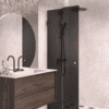 Folding shower screen Hietakari Vetro 513, Cocoa fittings, black glass Folding shower screen Hietakari Vetro 513, Cocoa fittings, black glass
