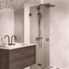 Folding shower screen Hietakari Vetro 513, Cocoa fittings, brown reeded glass Folding shower screen Hietakari Vetro 513, Cocoa fittings, brown reeded glass