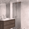 Folding shower screen Hietakari Vetro 513, brushed fittings, grey reeded glass Folding shower screen Hietakari Vetro 513, brushed fittings, grey reeded glass