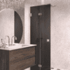 Folding shower screen Hietakari Vetro 513, brushed fittings, black glass Folding shower screen Hietakari Vetro 513, brushed fittings, black glass