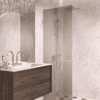 Folding shower screen Hietakari Vetro 513, brushed fittings, brown reeded glass Folding shower screen Hietakari Vetro 513, brushed fittings, brown reeded glass