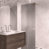 Folding shower screen Hietakari Vetro 513, chrome fittings, grey satin glass Folding shower screen Hietakari Vetro 513, chrome fittings, grey satin glass