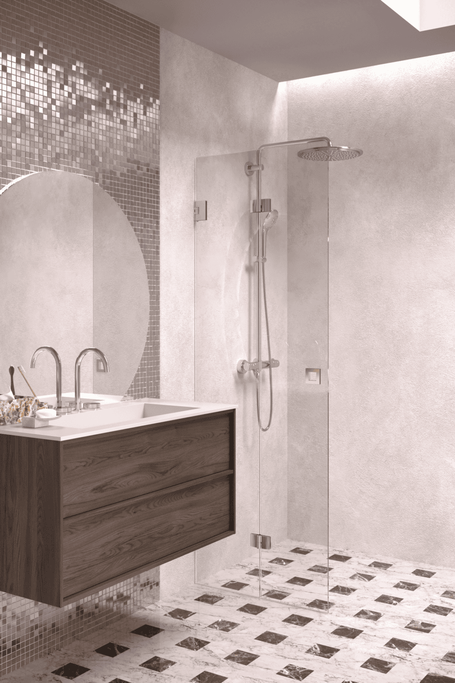 Folding shower screen Hietakari Vetro 513, chrome fittings, clear glass Folding shower screen Hietakari Vetro 513, chrome fittings, clear glass