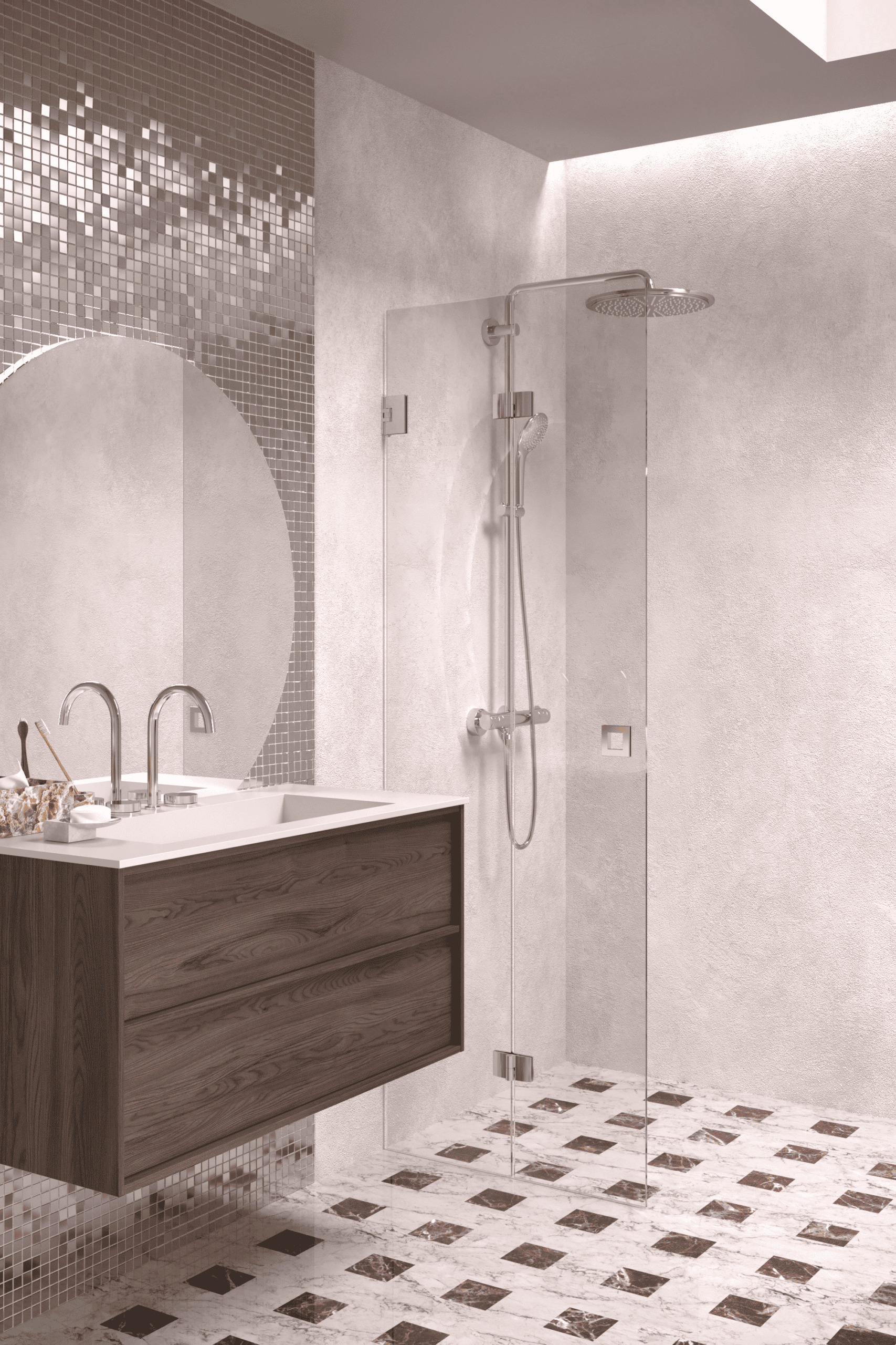 Folding shower screen Hietakari Vetro 513, chrome fittings, clear glass Folding shower screen Hietakari Vetro 513, chrome fittings, clear glass