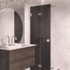 Folding shower screen Hietakari Vetro 513, chrome fittings, black glass Folding shower screen Hietakari Vetro 513, chrome fittings, black glass