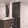 Folding shower screen Hietakari Vetro 513, brass fittings, black glass Folding shower screen Hietakari Vetro 513, brass fittings, black glass