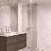 Folding shower screen Hietakari Vetro 513, brass fittings, bronze tinted glass Folding shower screen Hietakari Vetro 513, brass fittings, bronze tinted glass