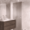 Folding shower screen Hietakari Vetro 513, brass fittings, brown satin glass Folding shower screen Hietakari Vetro 513, brass fittings, brown satin glass