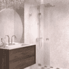 Folding shower screen Hietakari Vetro 513, brass fittings, reeded glass Folding shower screen Hietakari Vetro 513, brass fittings, reeded glass