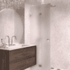 Folding shower screen Hietakari Vetro 513, brass fittings, satin frosted glass Folding shower screen Hietakari Vetro 513, brass fittings, satin frosted glass