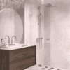 Folding shower screen Hietakari Vetro 513, brass fittings, super bright glass Folding shower screen Hietakari Vetro 513, brass fittings, super bright glass