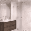 Folding shower screen Hietakari Vetro 513, brass fittings, super bright satin glass Folding shower screen Hietakari Vetro 513, brass fittings, super bright satin glass