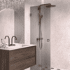 Folding shower screen Hietakari Vetro 513, Mocha fittings, grey reeded glass Folding shower screen Hietakari Vetro 513, Mocha fittings, grey reeded glass