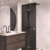 Folding shower screen Hietakari Vetro 513, Mocha fittings, black glass Folding shower screen Hietakari Vetro 513, Mocha fittings, black glass