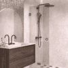 Folding shower screen Hietakari Vetro 513, Mocha fittings, bronze tinted glass Folding shower screen Hietakari Vetro 513, Mocha fittings, bronze tinted glass