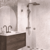 Folding shower screen Hietakari Vetro 513, Mocha fittings, reeded glass Folding shower screen Hietakari Vetro 513, Mocha fittings, reeded glass