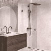 Folding shower screen Hietakari Vetro 513, Mocha fittings, super bright glass Folding shower screen Hietakari Vetro 513, Mocha fittings, super bright glass