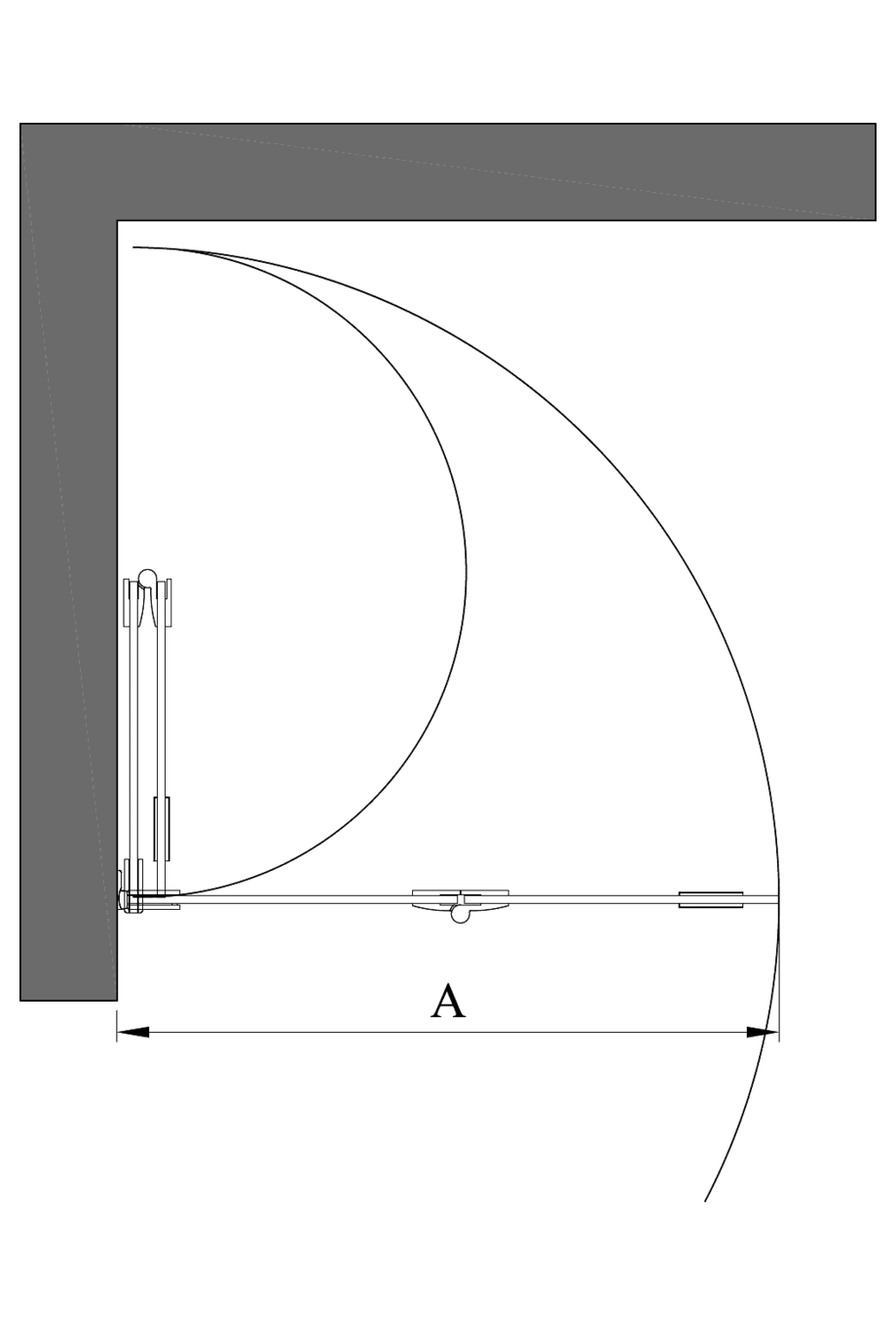 Folding shower screen Hietakari Vetro 513 ā dimension drawing Folding shower screen Hietakari Vetro 513 ā dimension drawing