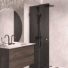 Folding shower screen Hietakari Vetro 513, black fittings, black glass Folding shower screen Hietakari Vetro 513, black fittings, black glass