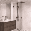 Folding shower screen Hietakari Vetro 513, black fittings, bronze tinted glass Folding shower screen Hietakari Vetro 513, black fittings, bronze tinted glass