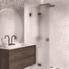 Folding shower screen Hietakari Vetro 513, black fittings, satin frosted glass Folding shower screen Hietakari Vetro 513, black fittings, satin frosted glass