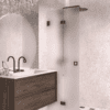 Folding shower screen Hietakari Vetro 513, black fittings, super bright satin glass Folding shower screen Hietakari Vetro 513, black fittings, super bright satin glass