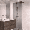 Folding shower screen Hietakari Vetro 513, Sand fittings, grey reeded glass Folding shower screen Hietakari Vetro 513, Sand fittings, grey reeded glass