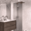 Folding shower screen Hietakari Vetro 513, Sand fittings, grey satin glass Folding shower screen Hietakari Vetro 513, Sand fittings, grey satin glass