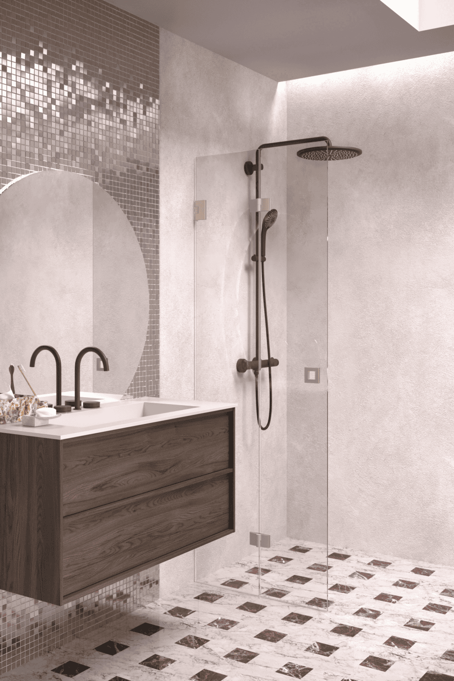 Folding shower screen Hietakari Vetro 513, Sand fittings, clear glass Folding shower screen Hietakari Vetro 513, Sand fittings, clear glass