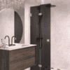 Folding shower screen Hietakari Vetro 513, Sand fittings, black glass Folding shower screen Hietakari Vetro 513, Sand fittings, black glass