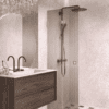 Folding shower screen Hietakari Vetro 513, Sand fittings, brown reeded glass Folding shower screen Hietakari Vetro 513, Sand fittings, brown reeded glass